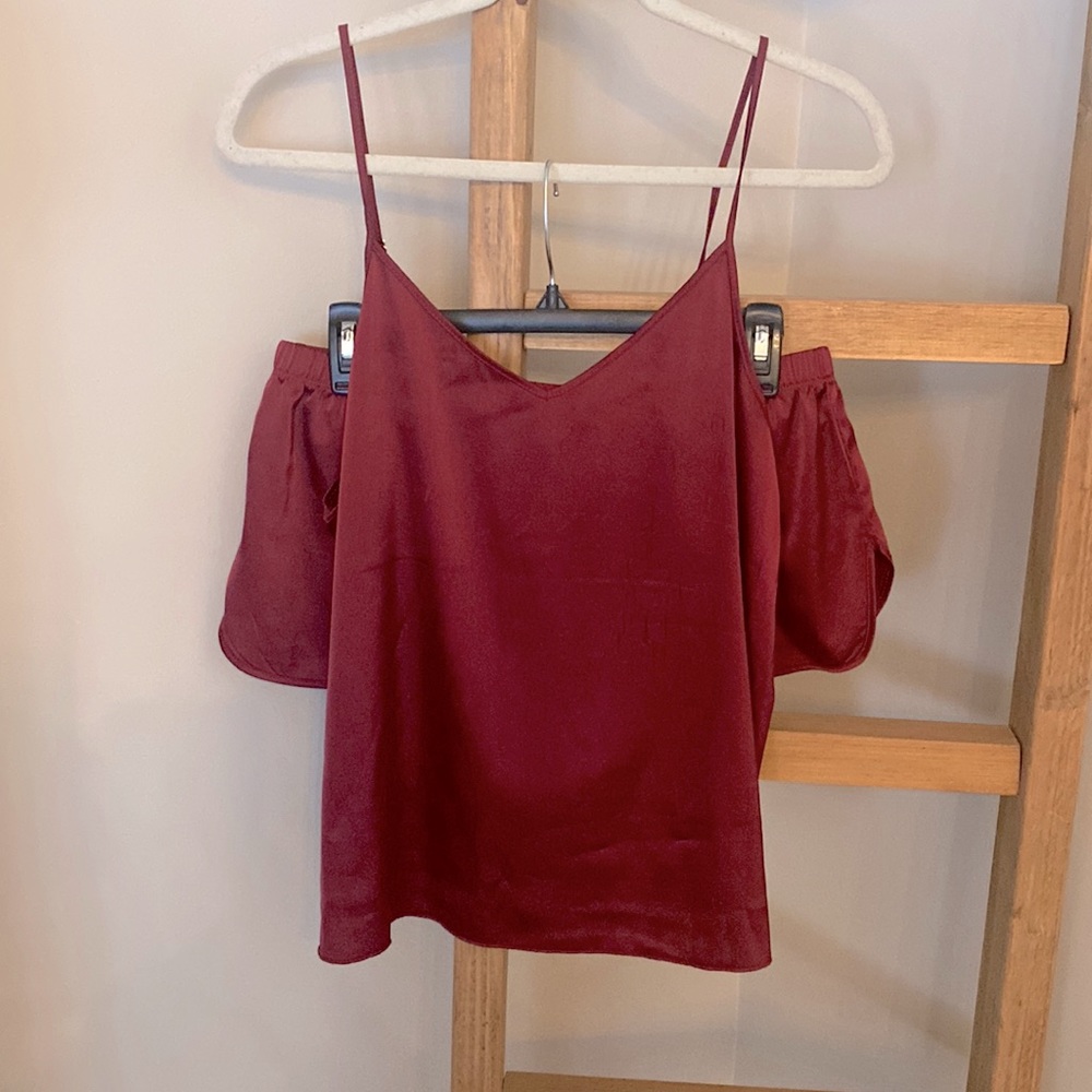 Pajamas-Silk Sleepwear Soft Lingerie Satin Cami Shorts Set Nightwear